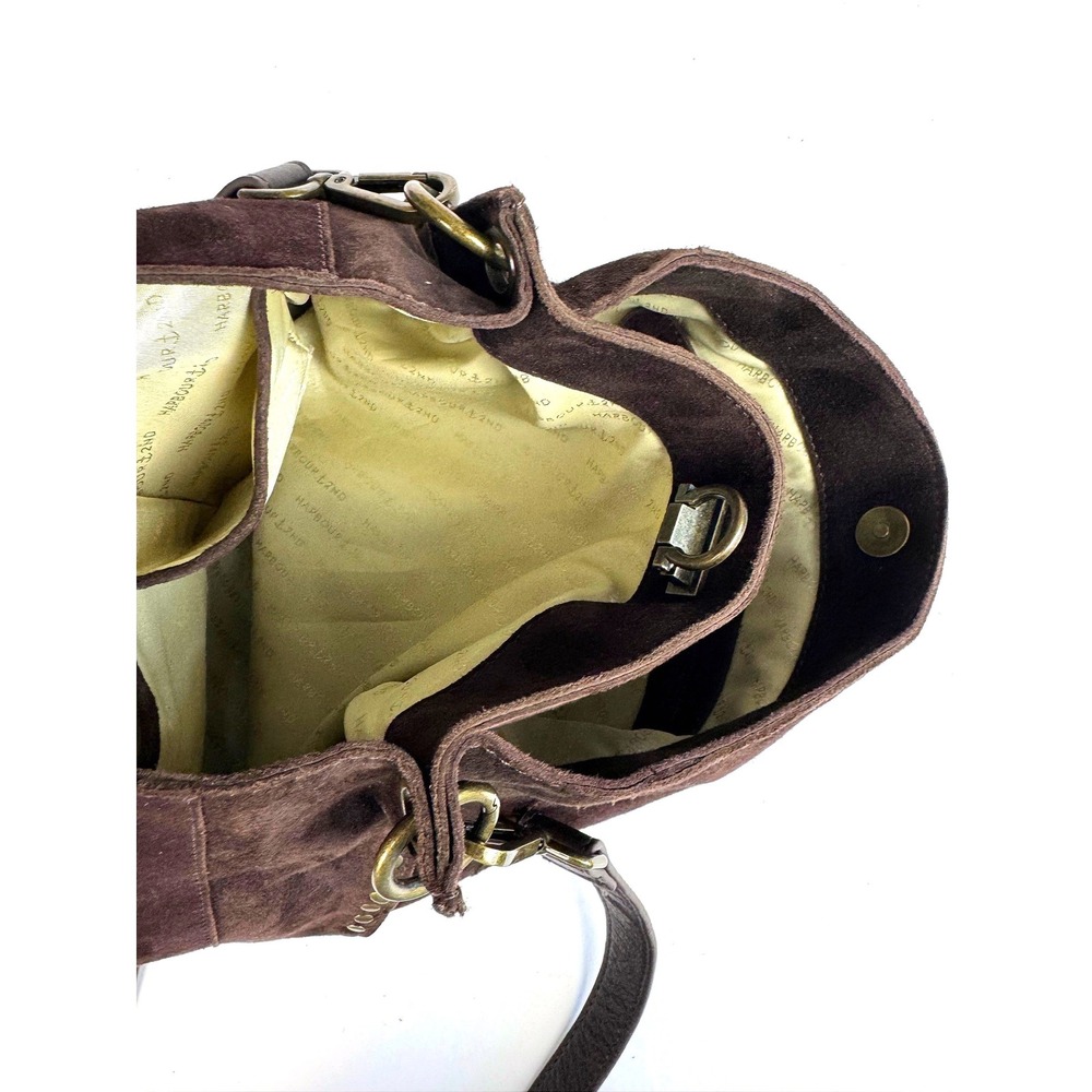 Harbour 2Nd Crossbody Chocolate Brown Suede Leather Brass Tone Studded Hobo Bag - Picture 11 of 16